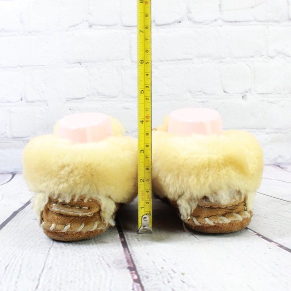 LL BEAN Brown Shearling Lined Wicked Good Moccasin Slippers Size 6 M - Picture 7 of 9